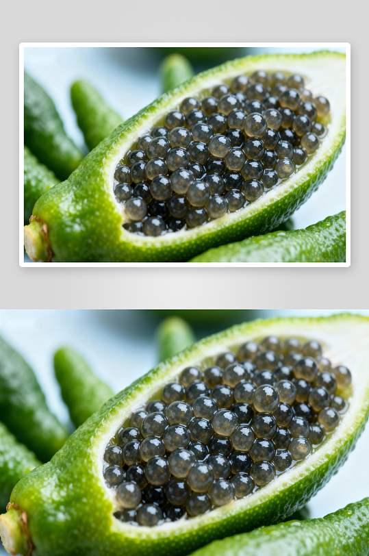 绿色果实内部黑色籽粒特写-众图网