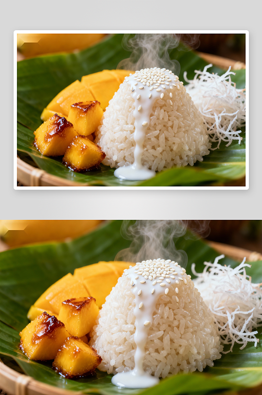 芒果糯米饭配椰丝-众图网