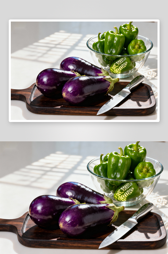 茄子与青椒静物摄影-众图网