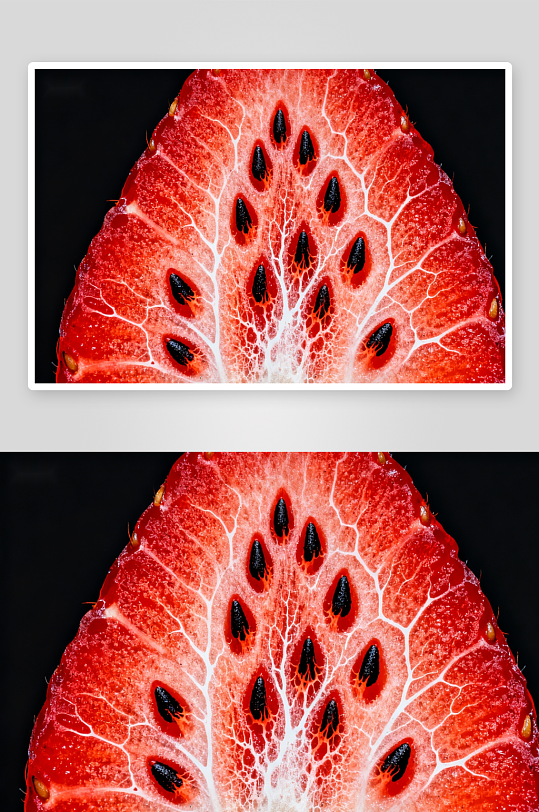 草莓切面特写展现内部纹理-众图网