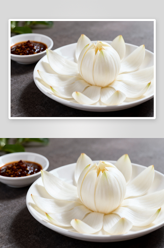 莲花造型洋葱摆盘精致美味-众图网