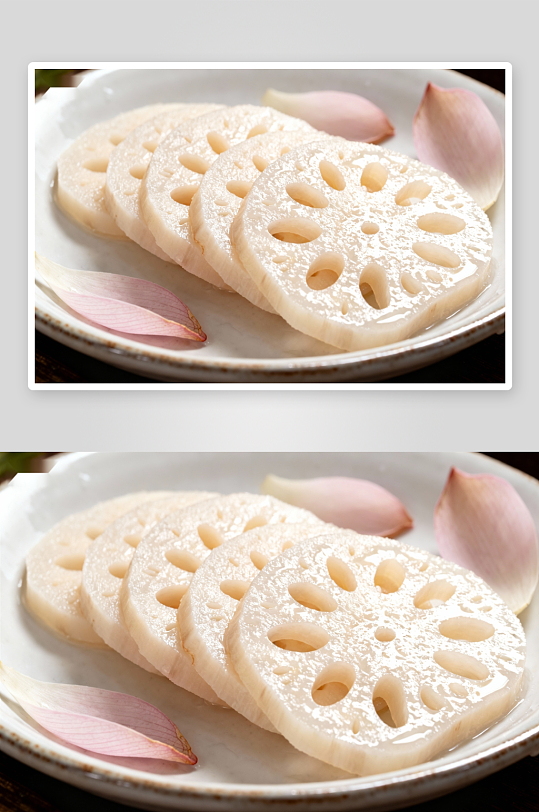 莲藕切片配花瓣摆盘-众图网