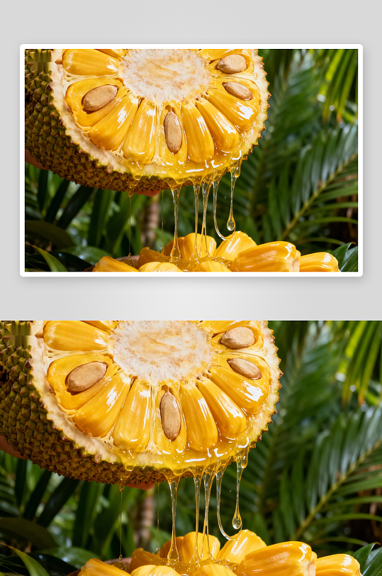 菠萝蜜切开汁液流淌-众图网