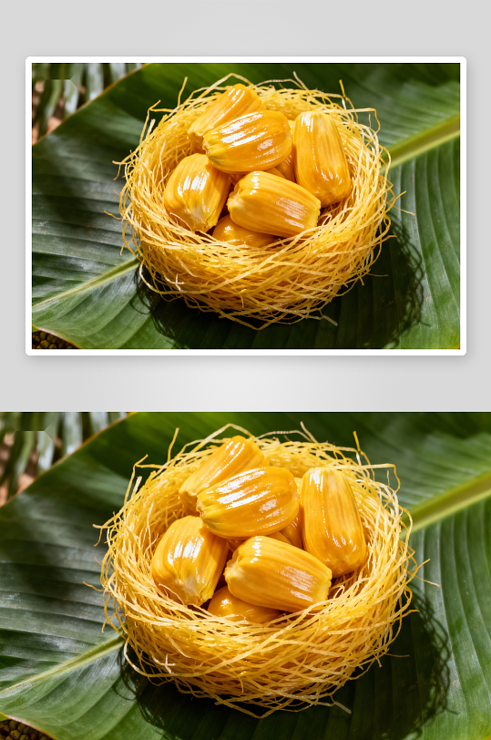 菠萝蜜果肉盛于编织篮-众图网