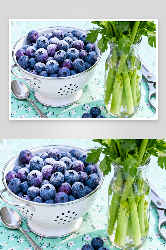 蓝莓与芹菜清新摆拍-众图网