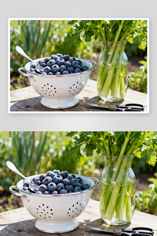 蓝莓与芹菜静物摄影-众图网