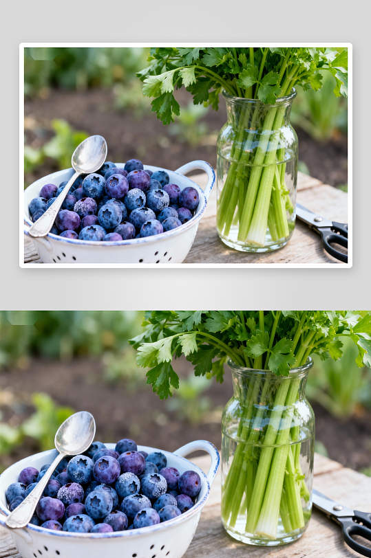 蓝莓与芹菜静物摆拍-众图网