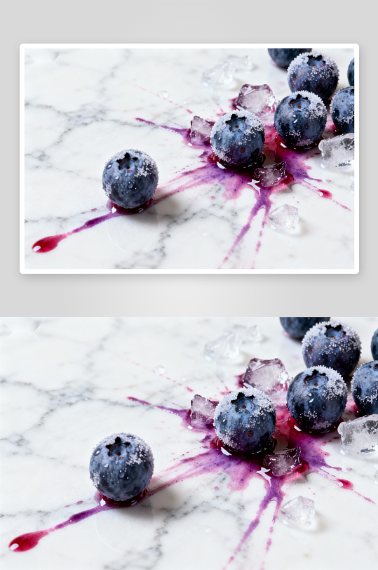蓝莓冰块洒汁特写-众图网