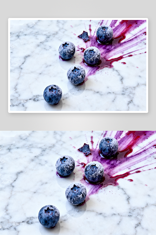 蓝莓冰霜与果汁飞溅特写-众图网