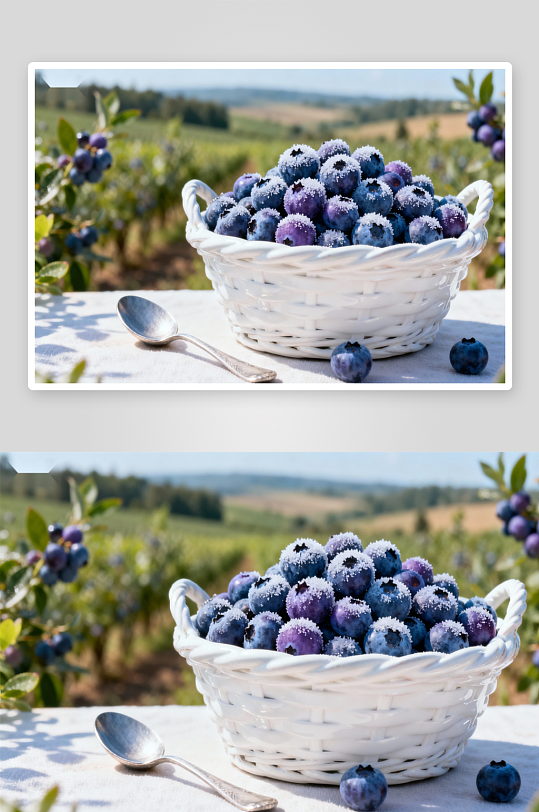 蓝莓糖霜篮户外田园风光-众图网