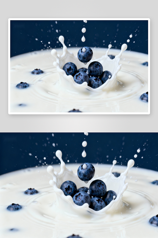 蓝莓落入牛奶溅起水花-众图网