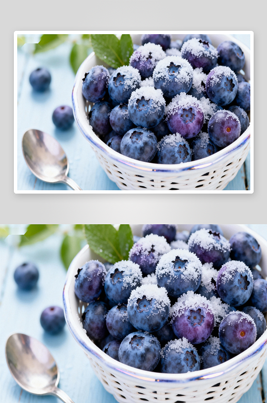 蓝莓覆糖篮中诱人美味-众图网