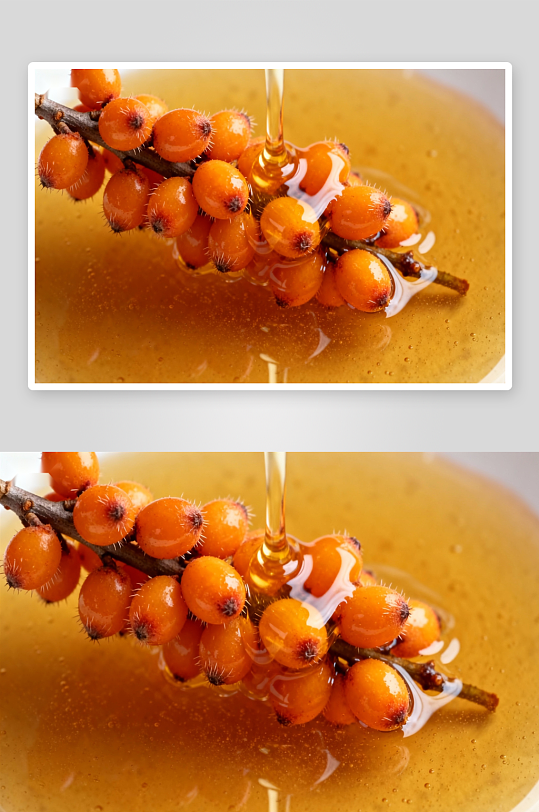 蜂蜜浇灌橙色浆果特写-众图网