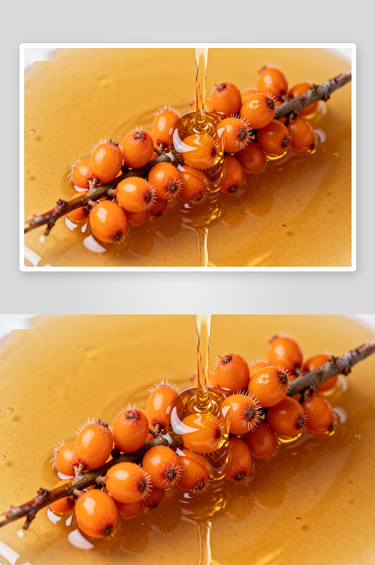 蜂蜜滴落浆果枝头特写-众图网