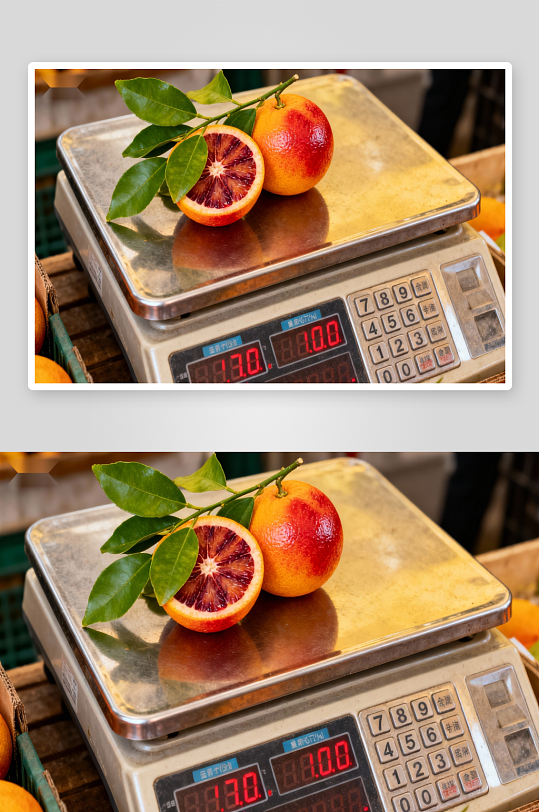 血橙称重展示新鲜水果-众图网