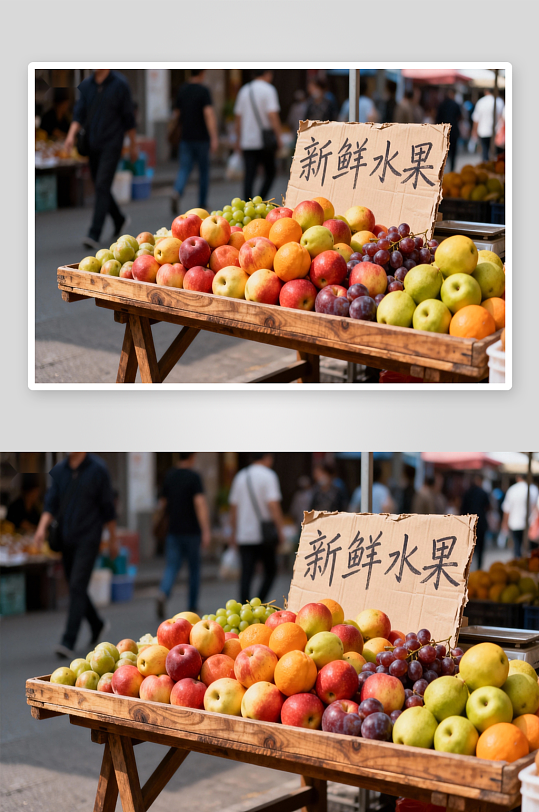 街头水果摊新鲜水果琳琅满目-众图网