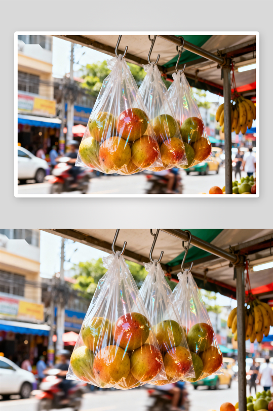 街头水果摊芒果香蕉挂售-众图网