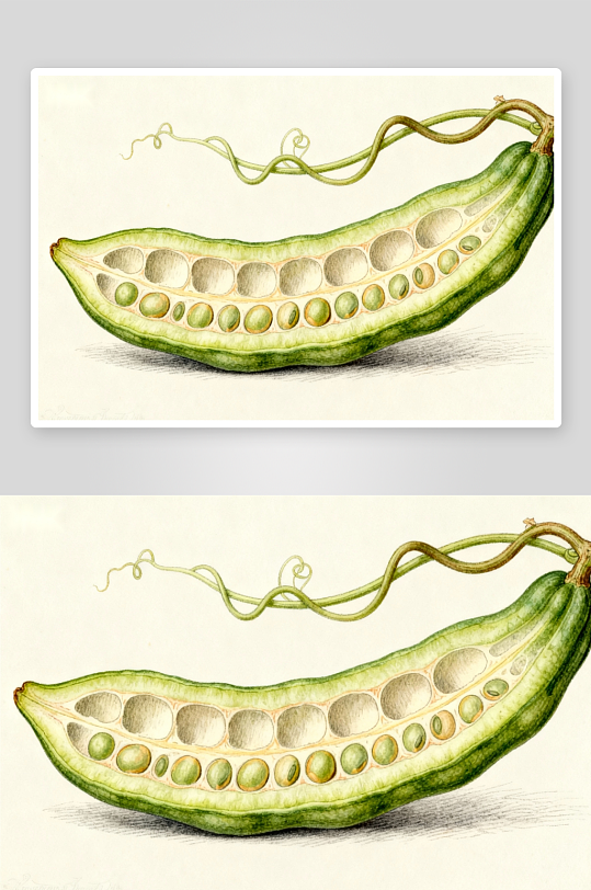 豌豆荚剖面图展示种子-众图网