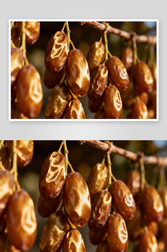 金黄果实挂枝头阳光照射-众图网