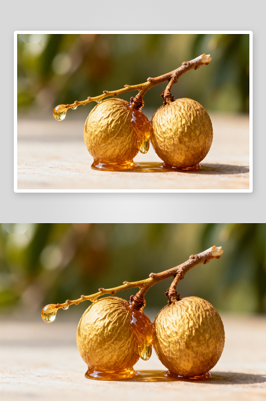 金黄色果实滴落蜜汁-众图网