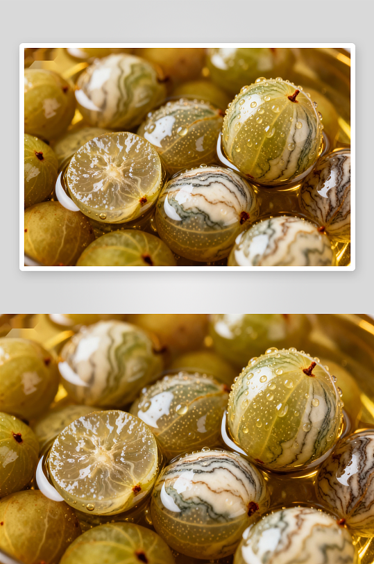 金黄色液体中的奇异果实特写-众图网