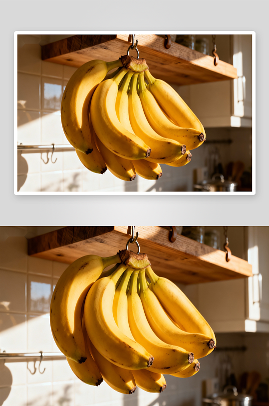 阳光下悬挂的香蕉特写-众图网