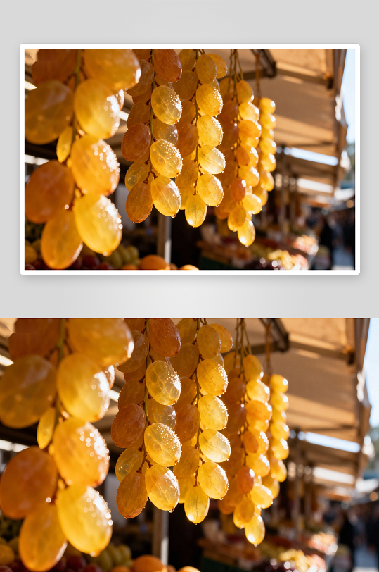 阳光下晶莹剔透的葡萄串-众图网