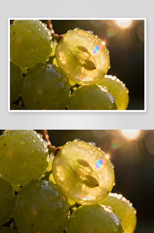 阳光下晶莹剔透的葡萄特写-众图网