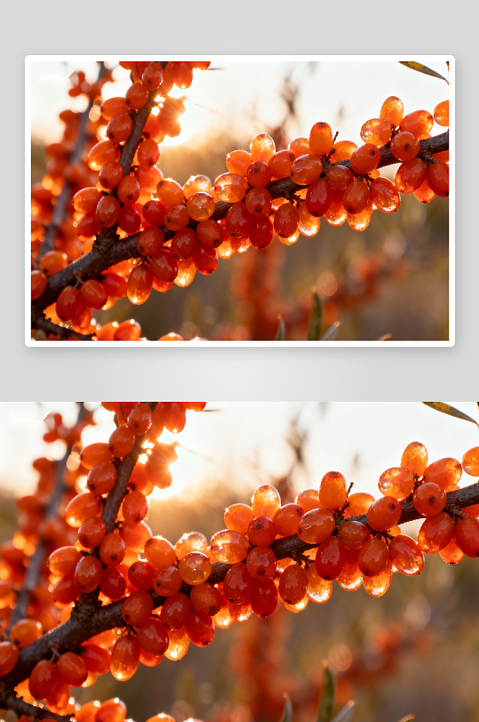 阳光下晶莹的橙色浆果-众图网