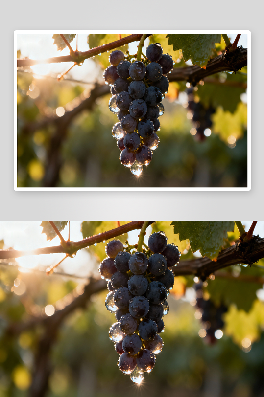 阳光下晶莹的葡萄串-众图网