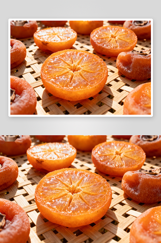 阳光下晾晒的柿子干-众图网