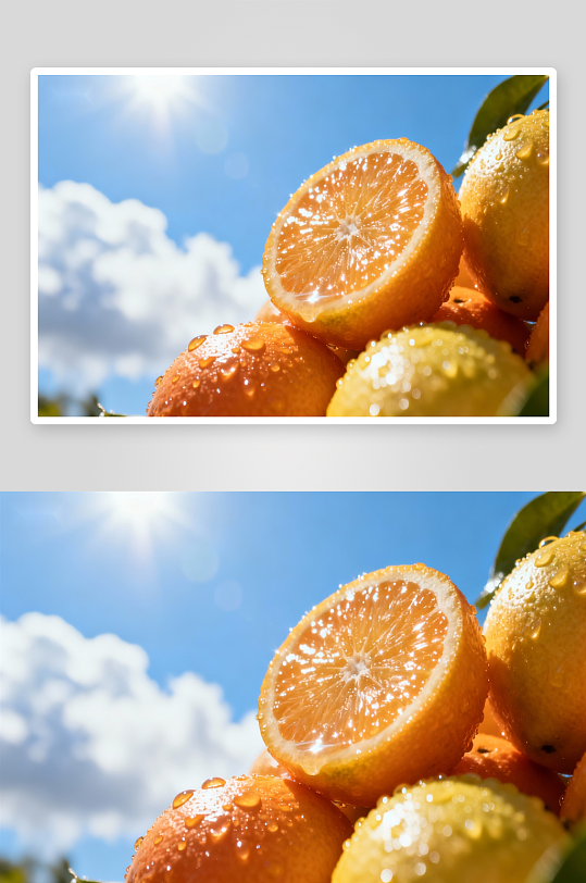 阳光下橙子切面特写-众图网