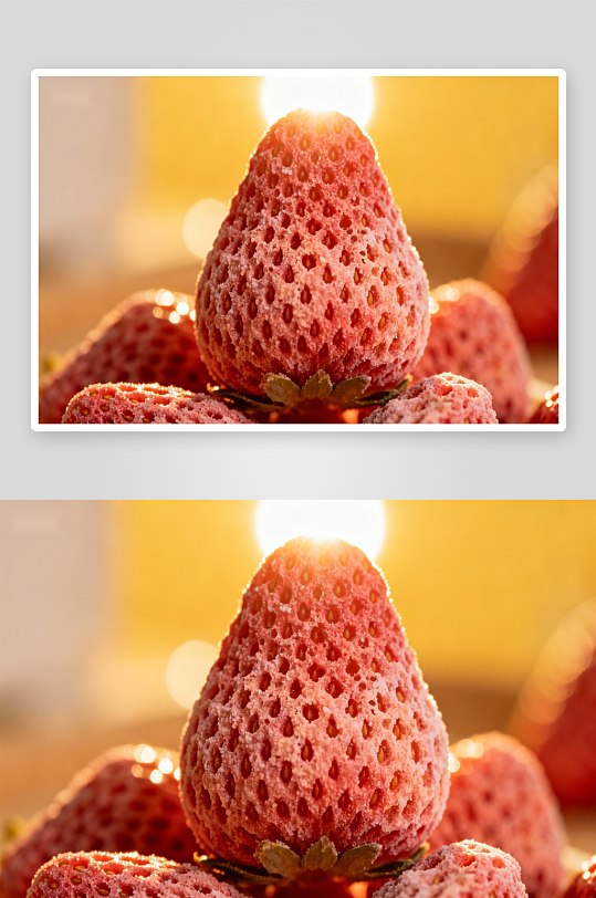 阳光下糖霜草莓特写-众图网