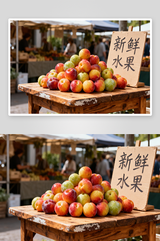 集市水果摊新鲜李子-众图网