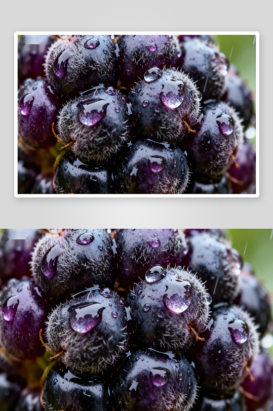 雨滴覆盖的黑莓特写-众图网