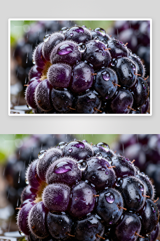 雨滴黑莓特写清新诱人-众图网