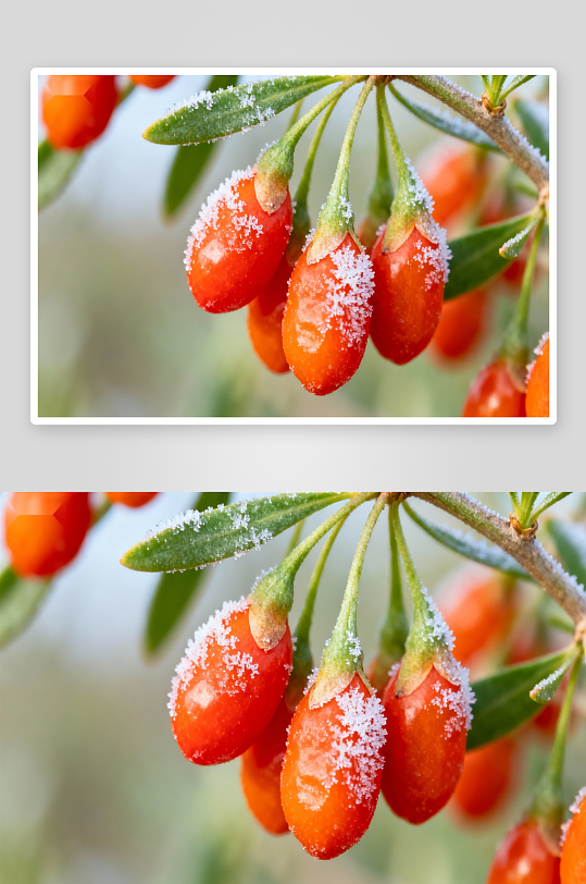 霜冻枸杞特写照片摄影-众图网