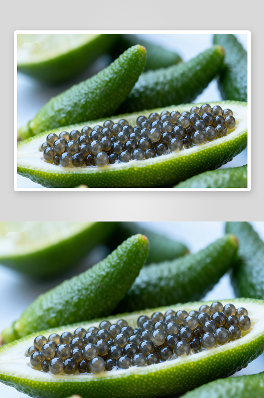 青柠切开露出黑色鱼子-众图网