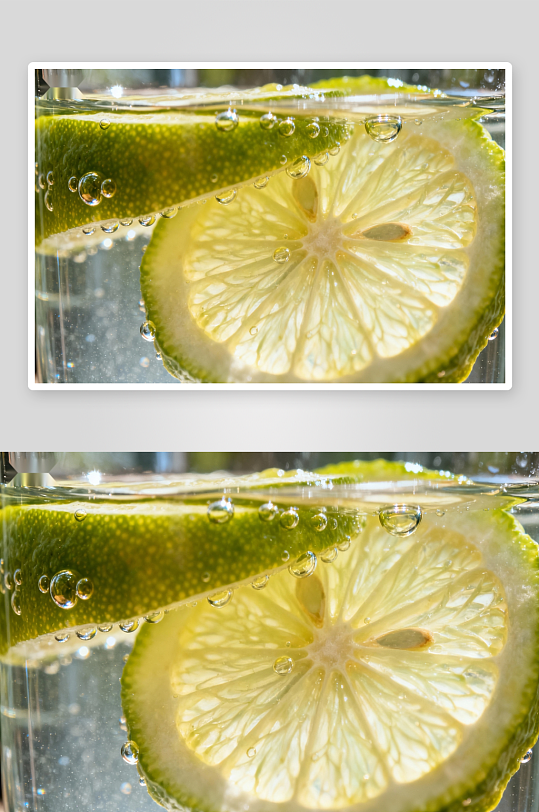 青柠切片水中气泡-众图网