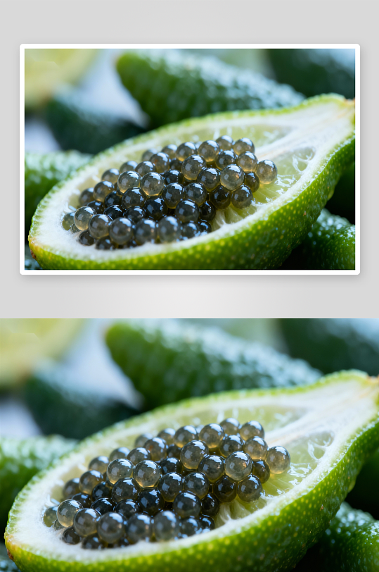 青柠果肉特写展示鱼子酱-众图网