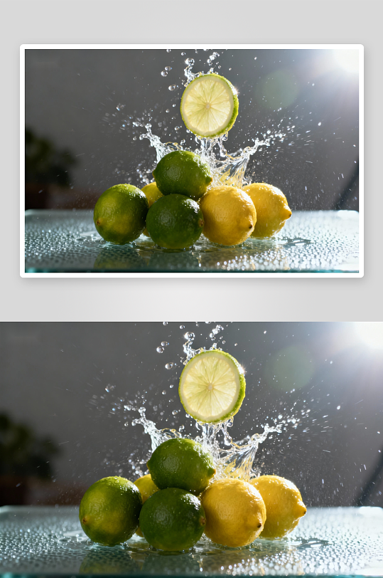 青柠柠檬飞溅水花特写-众图网