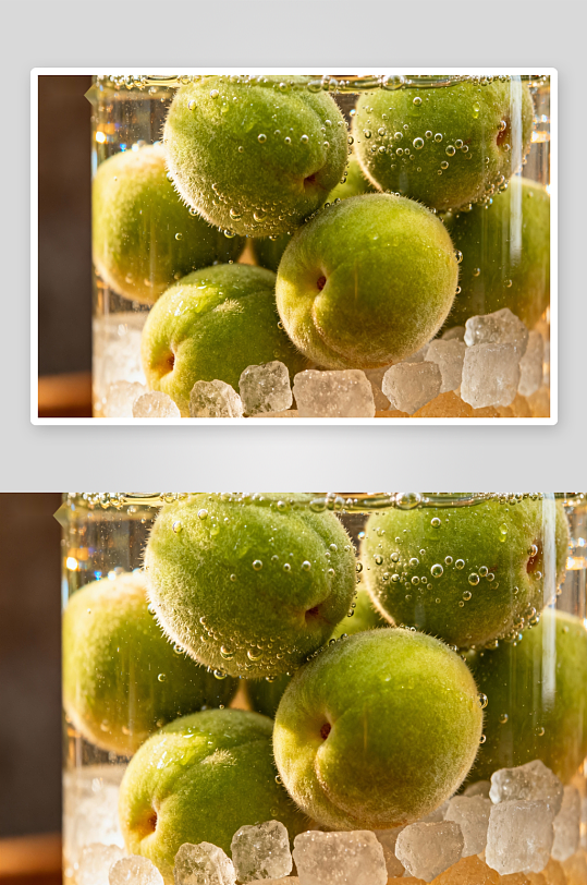 青梅冰块气泡水中-众图网