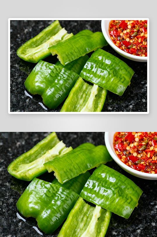 青椒切片配辣椒酱-众图网