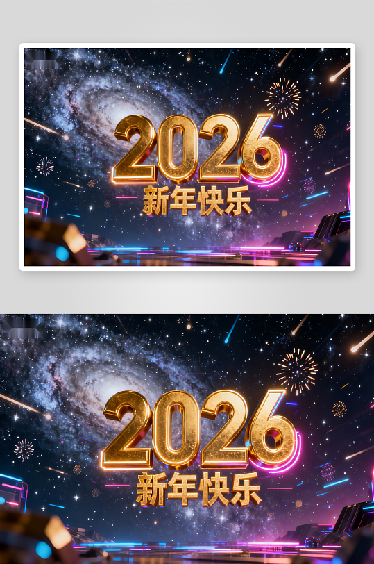 2026新年宇宙烟花海报-众图网