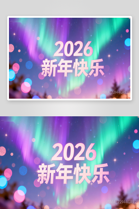 2026新年快乐北极光背景-众图网