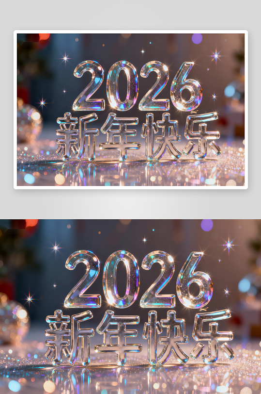 2026新年快乐水晶字样-众图网