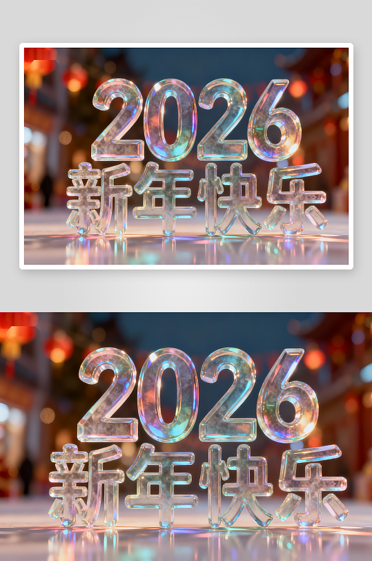 2026新年快乐水晶字样庆祝-众图网
