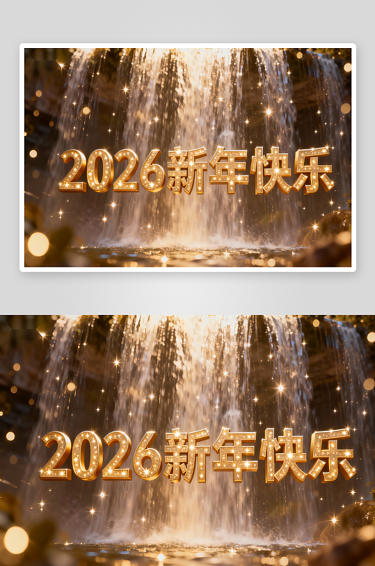 2026新年快乐瀑布光影-众图网