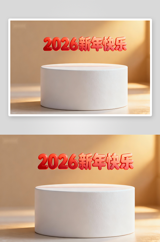 2026新年快乐白色圆台-众图网