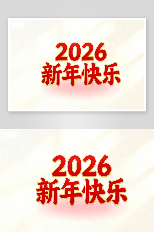 2026新年快乐红色艺术字-众图网